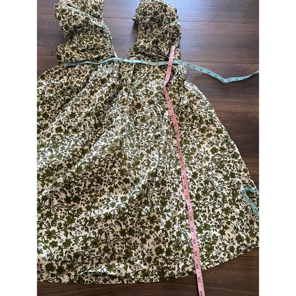 o.p.t Didi Dress Green Floral Puff Sleeve Mini Velvet Bow Size S (Zipper Issue) - Picture 10 of 15